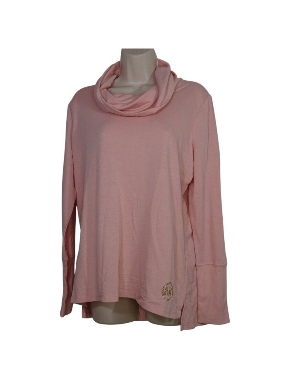 Michael Michael Kors Pink Cowl Neck Long Sleeve Top Women Size L Jersey Knit